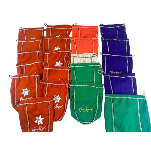 21 Crown Royal 11 Salted Carmel Drawstring Bags Tan Green Purple Orange Cream - Picture 1 of 6